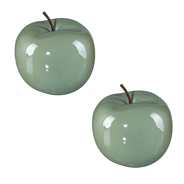 Apfel PEARL EFCT aus Keramik, 12x9,5 cm, hellgrün im 2er-Set