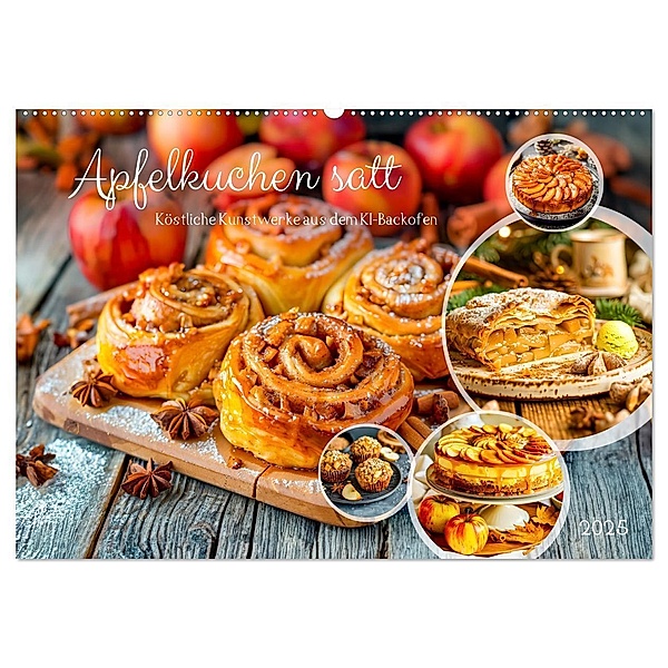 Apfelkuchen satt - Köstliche Kunstwerke aus dem KI-Backofen (Wandkalender 2025 DIN A2 quer), CALVENDO Monatskalender, Calvendo, Anja Frost