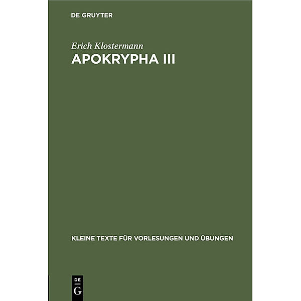 Apokrypha III, Erich Klostermann