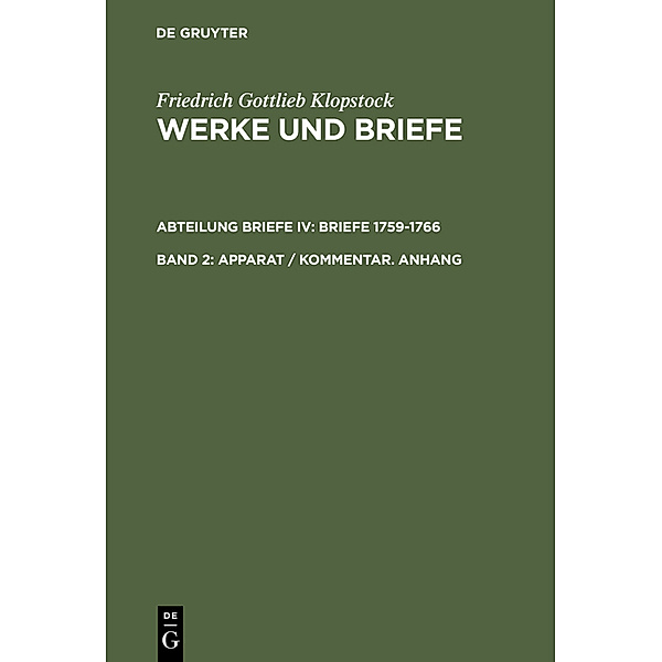 Apparat / Kommentar. Anhang.Bd.2, Friedrich Gottlieb Klopstock