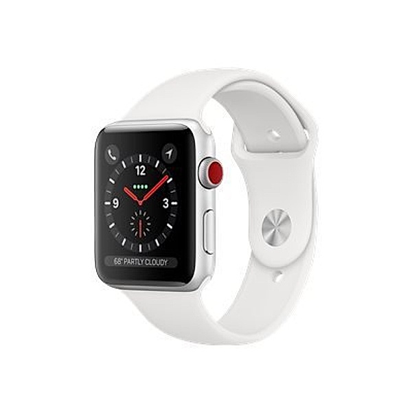 APPLE Watch Series 3 GPS + Cellular 38mm Silver Aluminium Case with White Sport Band