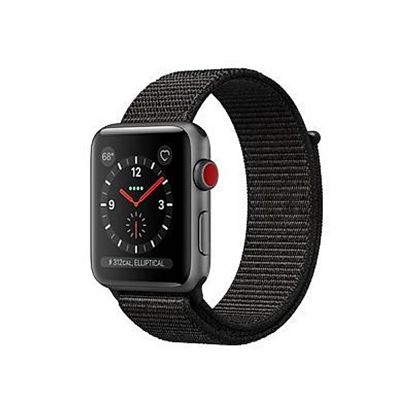 APPLE Watch Series 3 GPS + LTE 42mm Aluminiumgehäuse Space Grau - Sport Loop Schwarz