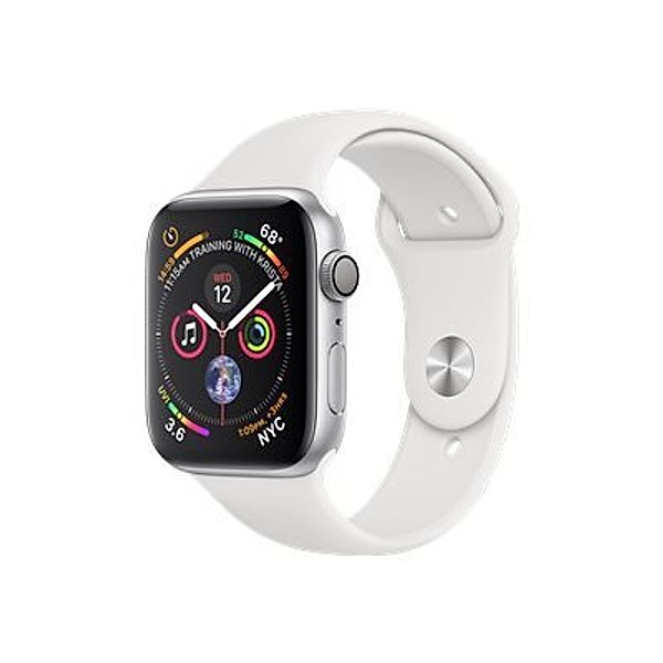 APPLE Watch Series 4 GPS 44mm Silver Aluminium Case with White Sport Band