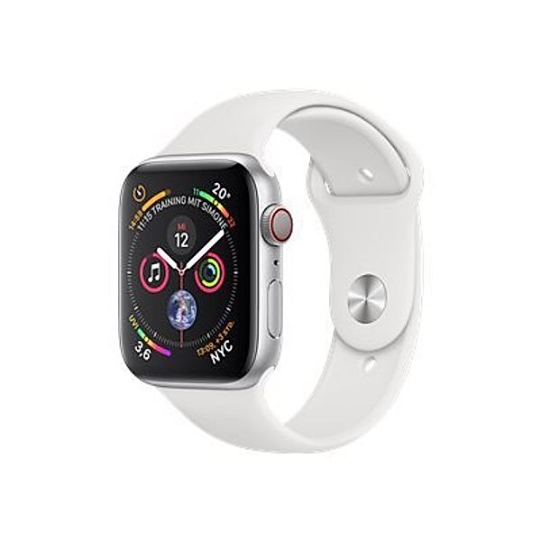 APPLE Watch Series 4 GPS + Cellular 40mm Silver Aluminium Case with White Sport Band