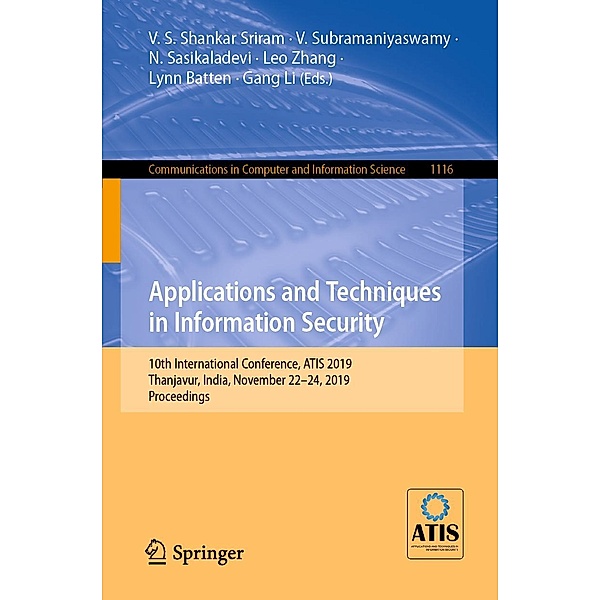 Applications and Techniques in Information Security / Communications in Computer and Information Science Bd.1116