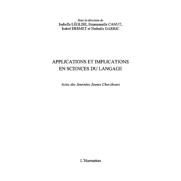 Applications implications sciences du la / Hors-collection, Collectif