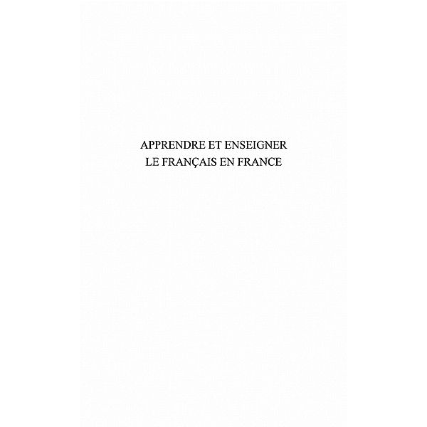 Apprendre et enseigner le francais en fr / Hors-collection, Sabrou Frederic