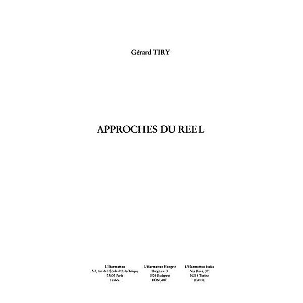 Approches du reel / Hors-collection, Tiry Gerard