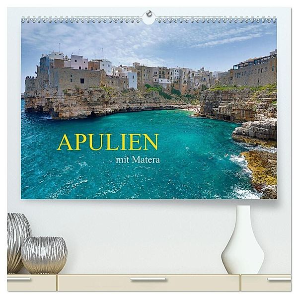Apulien mit Matera (hochwertiger Premium Wandkalender 2024 DIN A2 quer), Kunstdruck in Hochglanz, Martin Rauchenwald
