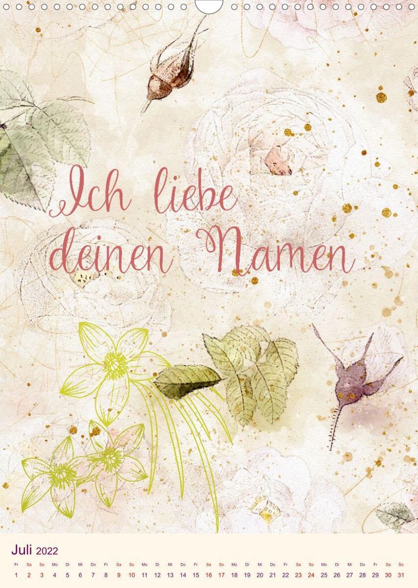 Aquarell Blumenmalerei mit Sprüchen Wandkalender 2022 DIN A3 hoch -  Kalender bestellen