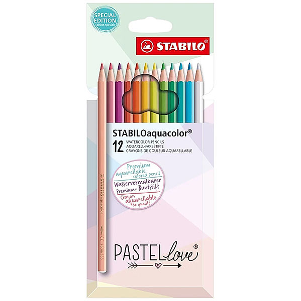 STABILO® Aquarell-Buntstift STABILO® aquacolor Pastellove Set 12er-Pack