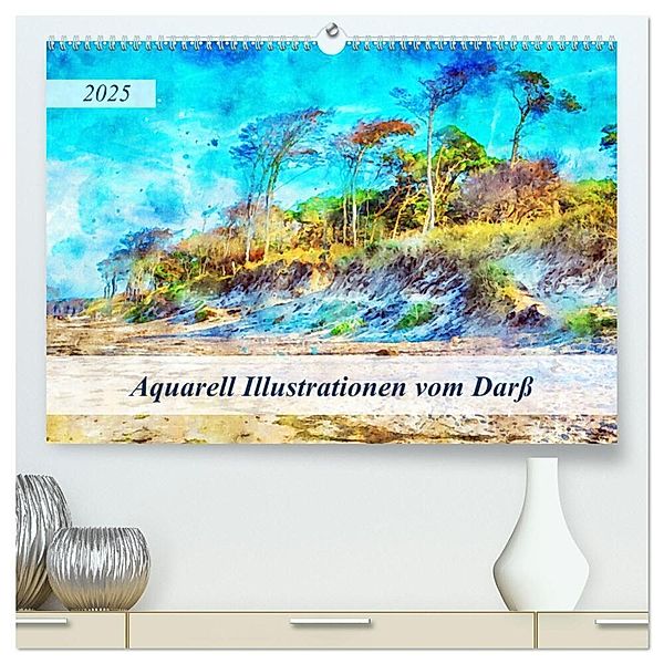 Aquarell Illustrationen vom Darß (hochwertiger Premium Wandkalender 2025 DIN A2 quer), Kunstdruck in Hochglanz, Calvendo, Anja Frost