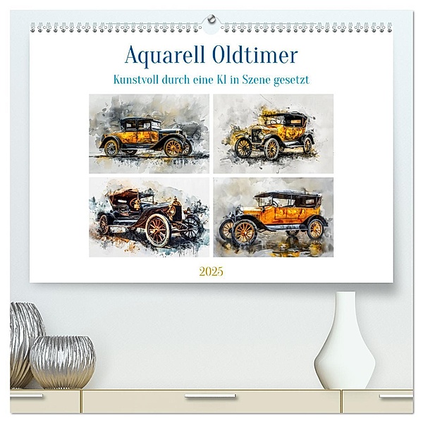 Aquarell Oldtimer (hochwertiger Premium Wandkalender 2025 DIN A2 quer), Kunstdruck in Hochglanz, Calvendo, Steffen Gierok-Latniak