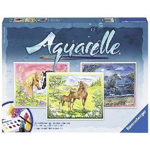 Aquarelle. Glückliche Pferde