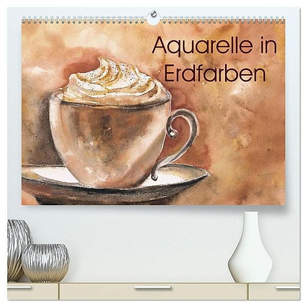 Aquarelle in Erdfarben (hochwertiger Premium Wandkalender 2024 DIN A2 quer), Kunstdruck in Hochglanz, Jitka Krause