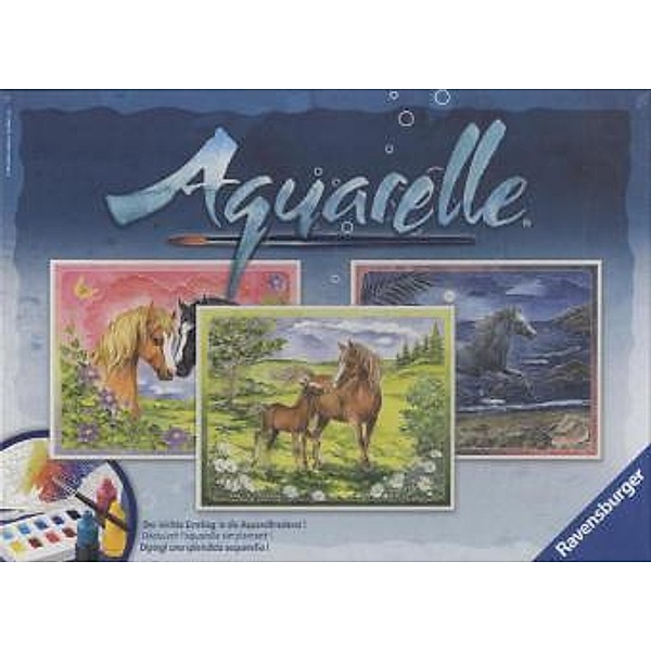 Aquarelle Maxi, Bildgröße 30 x 24 cm: Glückliche Pferde
