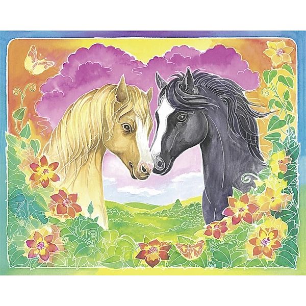 Aquarelle Maxi, Bildgröße 30 x 24 cm: Glückliche Pferde