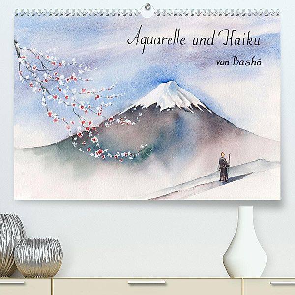 Aquarelle und Haiku von Basho (Premium, hochwertiger DIN A2 Wandkalender 2023, Kunstdruck in Hochglanz), Jitka Krause