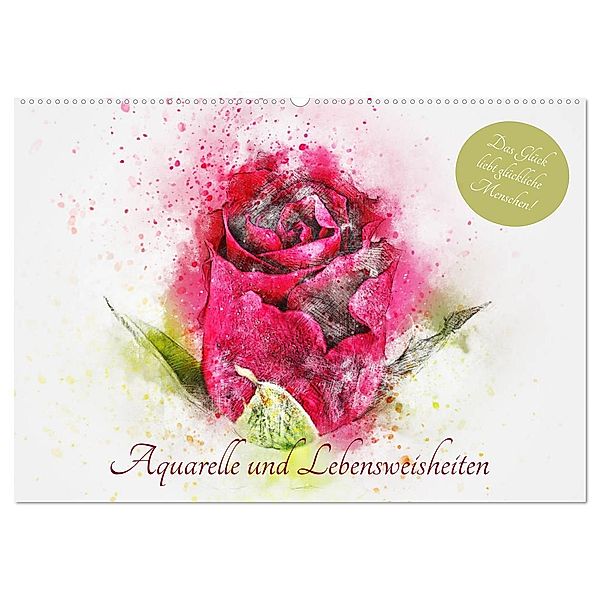 Aquarelle und Lebensweisheiten (Wandkalender 2024 DIN A2 quer), CALVENDO Monatskalender, Rose Hurley