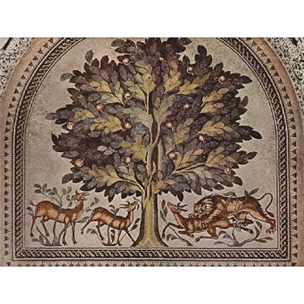 Arabischer Mosaizist um 735 - Bodenmosaik, Jordanien, Apfelbaum mit Gazellen und Löwen - 2.000 Teile (Puzzle)