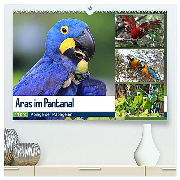 Aras im Pantanal (hochwertiger Premium Wandkalender 2024 DIN A2 quer), Kunstdruck in Hochglanz, Yvonne und Michael Herzog