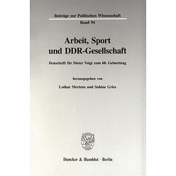 Arbeit, Sport und DDR-Gesellschaft.