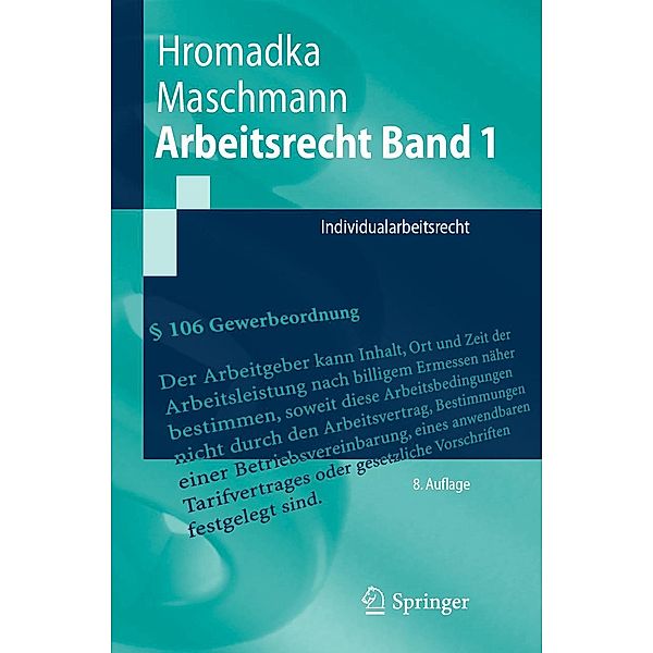 Arbeitsrecht Band 1 / Springer-Lehrbuch, Wolfgang Hromadka, Frank Maschmann