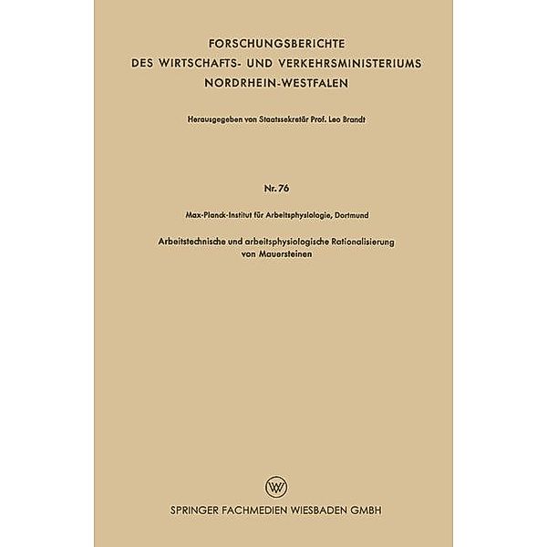 Arbeitstechnische und arbeitsphysiologische Rationalisierung von Mauersteinen