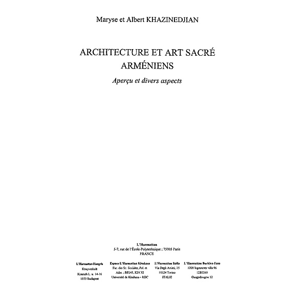 Architecture et art sacre armeniens / Hors-collection, Albert Khazinedjian