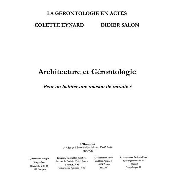 Architecture et gerontologie / Hors-collection, Favre Anais