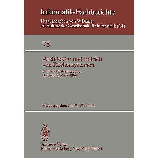Architektur und Betrieb von Rechensystemen / Informatik-Fachberichte Bd.78