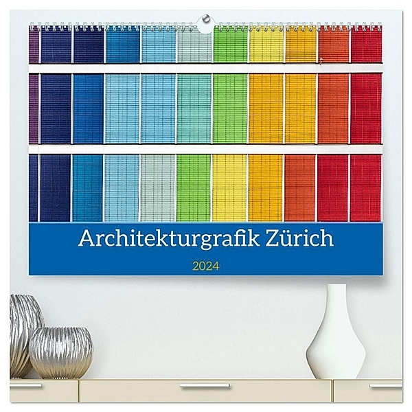 Architekturgrafik Zürich (hochwertiger Premium Wandkalender 2024 DIN A2 quer), Kunstdruck in Hochglanz, Franco Tessarolo