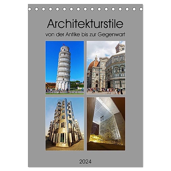 Architekturstile von der Antike bis zur Gegenwart (Tischkalender 2024 DIN A5 hoch), CALVENDO Monatskalender, Christian Müller