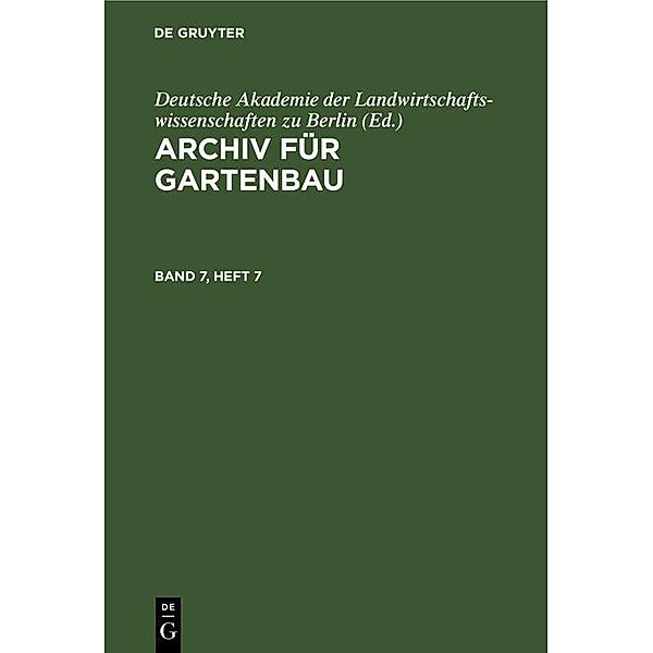 Archiv für Gartenbau. Band 7, Heft 7