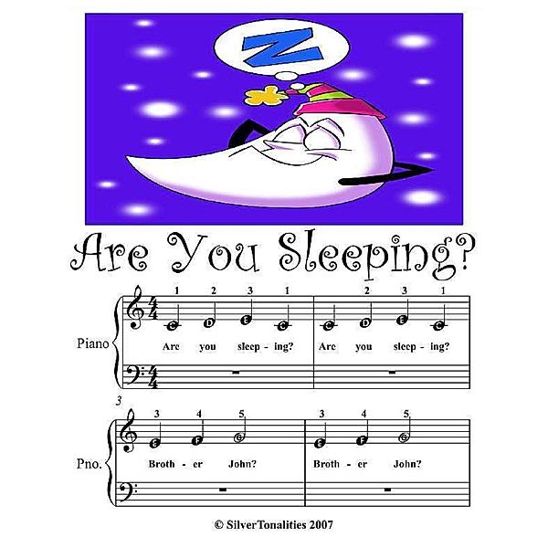 Are You Sleeping - Beginner Tots Piano Sheet Music, Silver Tonalities