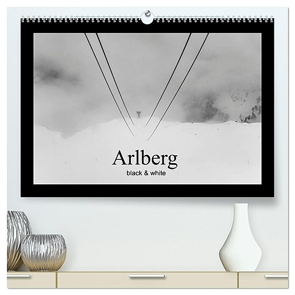 Arlberg black and white (hochwertiger Premium Wandkalender 2025 DIN A2 quer), Kunstdruck in Hochglanz, Calvendo, Ulrich Männel studio-fifty-five