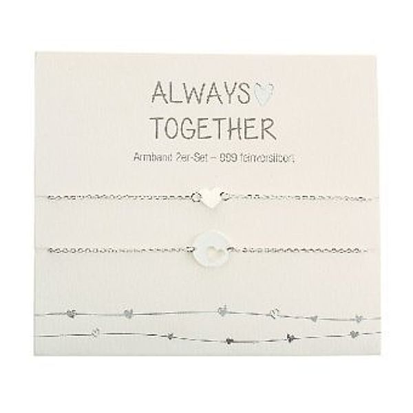 Armband 2er-Set - Always together - 999 feinversilbert, Crystals