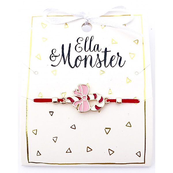Ella & Monster Armband CANDY CANE (13,5cm) in rosa/rot