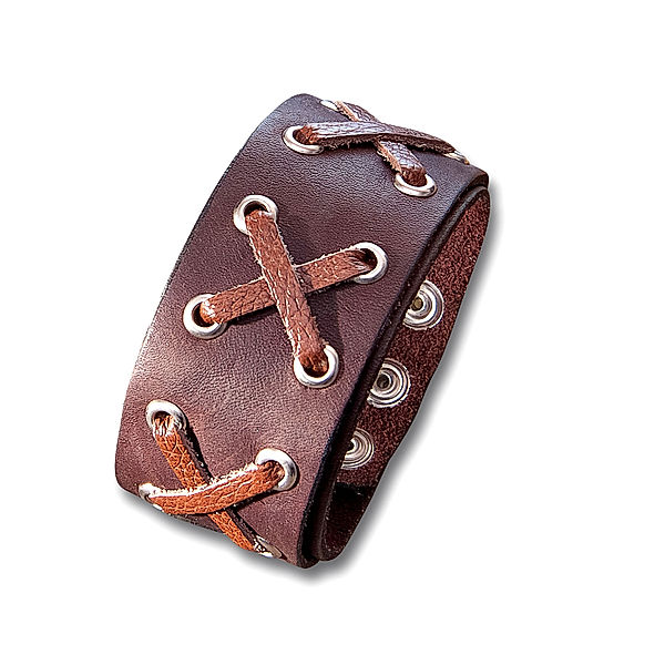 Armband Dario, Leder/Metall (Farbe: braun)