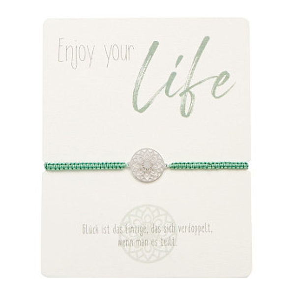 Armband - Enjoy your life - Edelstahl - Mandala des Glücks - grün