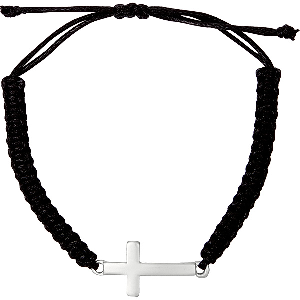 Armband geknüpft mit Kreuzanhänger (versilbert)
