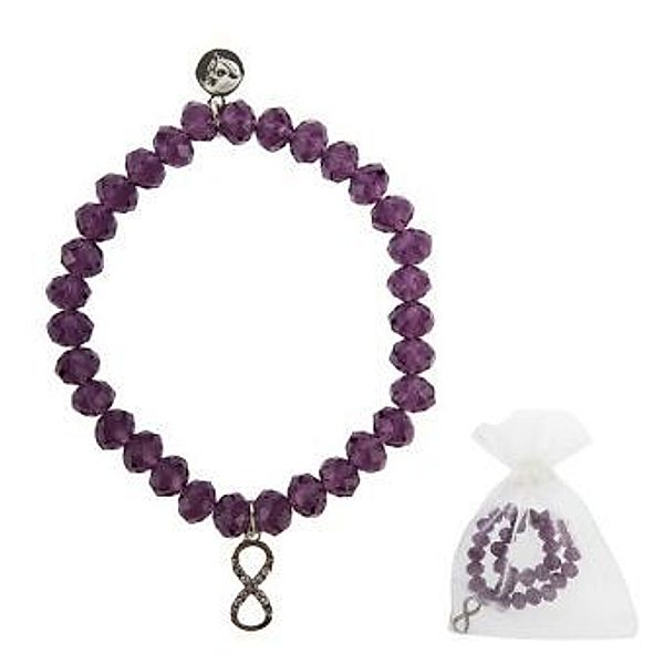 Armband Glasstein - violet - Unendlichkeit mit Kristallen - Element in silber, Crystals