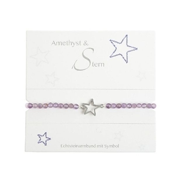 Armband mit Echtsteinen Amethyst mit Symbol Stern, Crystals