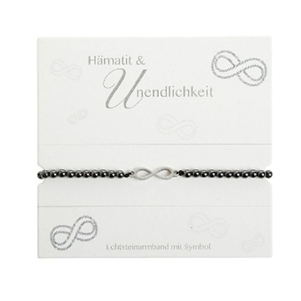 Armband mit Echtsteinen Hämatit mit Symbol Unendlichkeit, Crystals