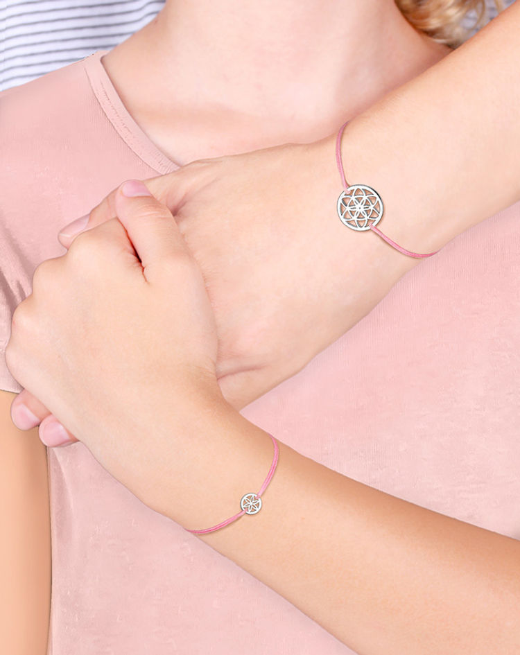 Armband-Set LEBENSBLUME für Mutter und Kind 925er Sterling Silber in rosa
