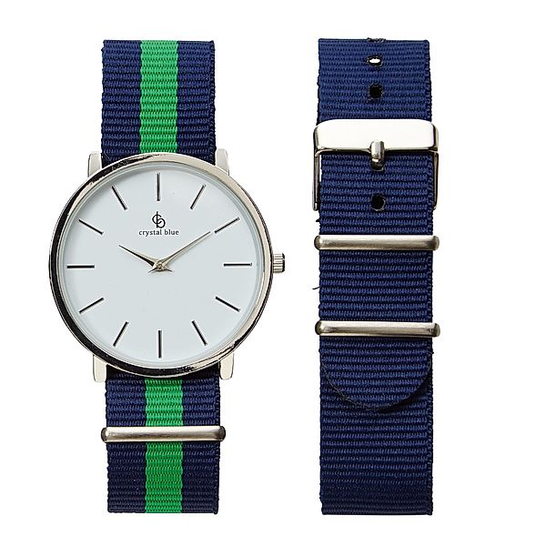 Armbanduhr Stripe Blau/Grün