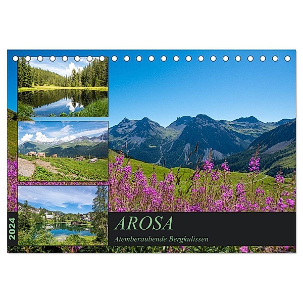 Arosa - Atemberaubende Bergkulissen (Tischkalender 2024 DIN A5 quer), CALVENDO Monatskalender, KellmannArt