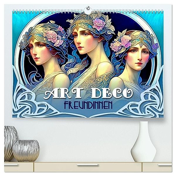 Art Deco Freundinnen (hochwertiger Premium Wandkalender 2024 DIN A2 quer), Kunstdruck in Hochglanz, Garrulus glandarius