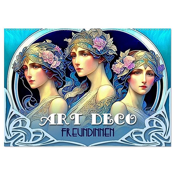 Art Deco Freundinnen (Wandkalender 2025 DIN A2 quer), CALVENDO Monatskalender, Calvendo, Garrulus glandarius