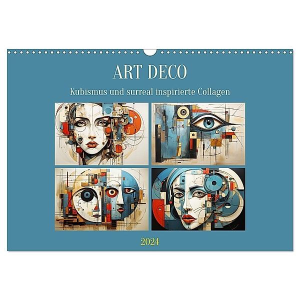 Art Deco. Kubismus und surreal inspirierte Collagen (Wandkalender 2024 DIN A3 quer), CALVENDO Monatskalender, Rose Hurley